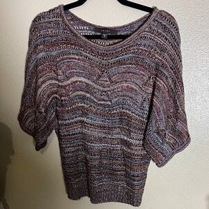 Fever Metallic Knit Short Sleeve Sweater Multicolor  y2k size medium